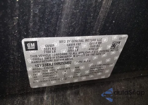 2017 Cadillac Escalade Luxury z USA, uszkodzony, nr VIN 1GYS3BKJ1HR253492